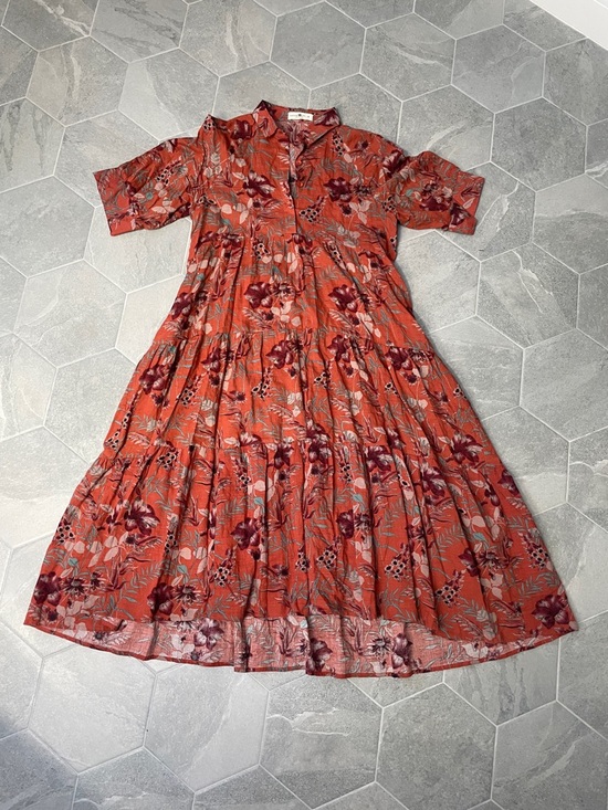 NATURAL LIFE Dresses & Skirts - Natural Life Rebecca Midi Dress – Women’s Medium – Orange Tropical Floral
